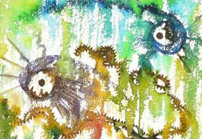 Szeift Béla (1944-2012): Csurgó csütörtök. Akvarell, papír, jelzett, datált, 43x31 cm