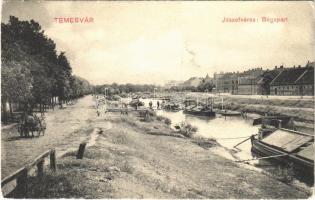 1910 Temesvár, Timisoara; Józsefváros, Béga part, uszályok / Iosefin, Bega riverside, barges