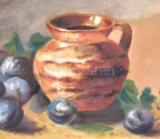 N.A. jelzéssel: Csendélet. Olaj, farost, keret nélkül, 23x35 cm