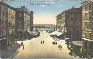 Fiume, Rijeka; Piazza Dante / square, street view, automobile, hotel - from postcard booklet (EK)