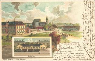 1899 (Vorläufer) Marchegg, Bahnhof / railway station. Fr. Friedl. 6136. Art Nouveau, litho  (EK)