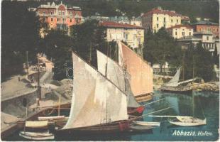 Abbazia, Opatija; Hafen / port, Hotel Lederer, Hotel Pension - from postcard booklet (EK)