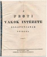 1834 Pest, A Pesti Vakok Intézete állapotjának leírása, 8p