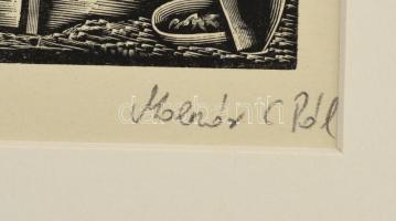 Molnár C. Pál (1894-1981): Lánykérés. Fametszet, papír, paszpartuban, utólagos jelzéssel, 16,5×11 cm