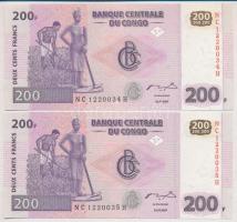 Kongó 2007. 200Fr (2x) sorszámkövetők T:I  Congo 2007. 200 Francs (2x) sequential serials C:UNC