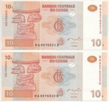 Kongó 2007. 10Fr (2x) sorszámkövetők T:I,I- Congo 2007. 10 Francs (2x) sequential serials C:UNC,AU