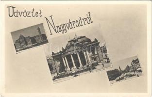 1944 Nagyvárad, Oradea; Szigligeti színház, Városháza, utca, villamos / theatre, town hall, street view, tram