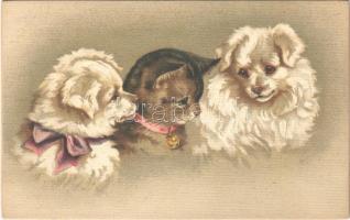 Dogs with cat. litho (fl)