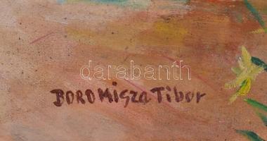 Boromisza Tibor jelzéssel: Virágszedők. Olaj, vászon, aranyozott keretben, 49,5x60,5 cm