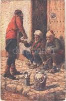 1916 Gruss aus Bosnien und Hercegovina. Bosnian folklore art postcard s: Bozzarich (kopott sarkak / worn corners)