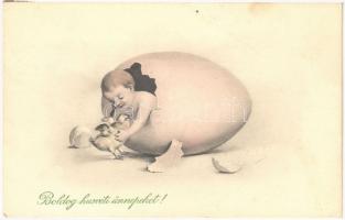 1925 Boldog Húsvéti Ünnepeket! / Easter greeting card with egg. P.T.L. Art de Vienne No. 517. (EK)