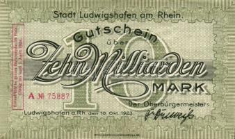 Német Birodalom/Weimari Köztársaság/Ludwigshafen am Rhein 1923.10.10. 10.000.000.000M T:II