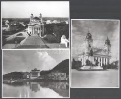cca 1940 9 db MFI városképes fotó: Eger, Tihany, Debrecen, Sopron, Hortobágy, Veszprém 18x13 cm