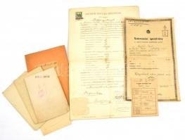 cca 1910-1940 10 db vegyes okmány, benne katonai is