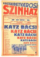 1936 Erzsébetvárosi Színház - Katz Bácsi, plakát, szakadásokkal, hajtott, 47×31 cm