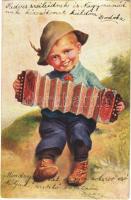 1928 Child with accordion. H.B. Nr. 403/1.  (EK)