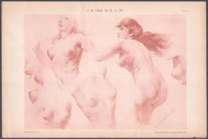 cca 1910-1920 Erotikus nyomtatott grafikák, lapra ragasztott újságkivágások