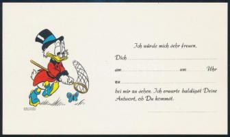 Disney figurás német nyelvű meghívó, kitöltetlen, jó állapotban