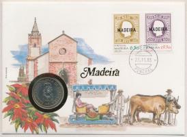Portugália / Madeira 1981. 25E Cu-Ni felbélyegzett borítékon, bélyegzéssel, német nyelvű leírással T:1- Portuga / Madeira 1981. 25 Escudos Cu-Ni in envelope with stamp, with German description C:AU
