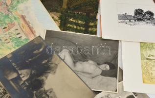 Vegyes képzőművészeti tétel, közte 10 db fotó festményekről, 1 db fotó egy régi kupáról, 1 db fotó e...