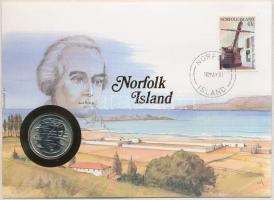 Ausztrália 1981. 20p Cu-Ni "II. Erzsébet", Norfolk-sziget felbélyegzett borítékban, bélyegzéssel, német nyelvű leírással T:1- Australia 1981. 20 Pence Cu-Ni "Elizabeth II" in Norfolk Island envelope with stamp, with German description C:AU