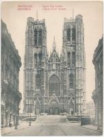 Bruxelles, Brussels; Eglise Ste. Gudule / Church of St. Gudule, automobile. big postcard (18 cm x 14 cm) (EB)