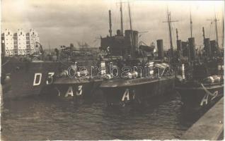 Danish torped boats Soulven D3, A3, A1 and A2 at the port, mariners. photo