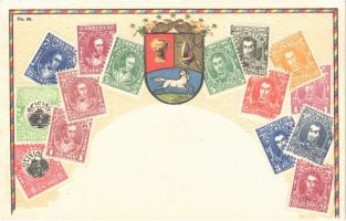 Venezuela. Set of Venezulean stamps, coat of arms. Ottmar Zieher No. 33. Emb. litho