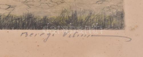 1934 Beregi Vilmos (1917-1970): Holdvilág utca (Tabán), rézkarc, papír, üvegezett fa keretben, 17x23...