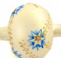 Festett üveg karácsonyfa csúcsdísz, kopásnyomokkal, h: 25 cm