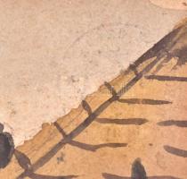 Jelzés nélkül: Látkép templomtoronnyal. Akvarell, karton, üvegezett fa keretben, Carl Schleicher &am...