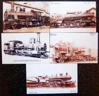 Régi mozdonyok fotóiról készült modern másolat 5 db