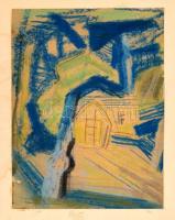 Deli Antal (1886-1960): Házak. Pasztell-ceruza, papír, jelzés nélkül, foltos, 21×16 cm