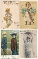 9 db RÉGI motívum képeslap: hölgyek és gyerek / 9 pre-1945 motive postcards: lady and children