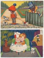 2 db RÉGI motívum képeslap: gyerek művész (Margret Boriss) / 2 pre-1945 motive postcards: children art
