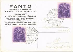 Fantolin Decoalite autóolaj reklámlap. Fanto Egyesült Magyar Ásványolajgyárak R.T. Budapest V. Józse...