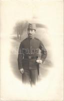1908 Osztrák-magyar katona műtermi fotója Triesztben / Trieste, Austro-Hungarian K.u.K. military, soldier. photo