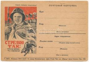 WWII Death to the German invaders! Russian military field postcard, Red Army military propaganda (EB)