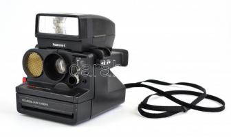 Polaroid PolaSonic Autofocus 5000 fényképezőgép, sérült Polatronic 5 vakuval, a gép üres filmkazettával tesztelve, működőképes, szép állapotban