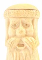 Éneklő zsidó férfi, faragott csont figura / Singing Jewish person carved figure. 11 cm