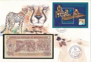 Mozambik 1983. 50M felbélyegzett borítékban, bélyegzéssel T:I  Mozambique 1983. 50 Meticais in envelope with stamp and cancellation C:UNC