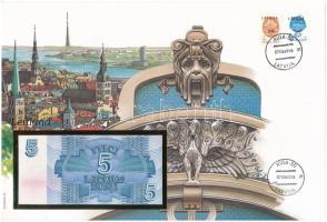 Lettország 1992. 5R felbélyegzett borítékban, bélyegzéssel T:I  Latvia 1992. 5 Rublis in envelope with stamp and cancellation C:UNC