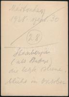 1928 Kinszki Imre (1901-1945) budapesti fotóművész hagyatékából, a szerző által feliratozott és datá...