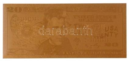 Amerikai Egyesült Államok 2006. 20$ aranyozott bankjegy replika T:I USA 2006. 20 Dollars gold plated banknote replica C:UNC