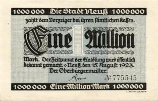 Német Birodalom/Weimari Köztársaság/Neuss 1923.8.15. 1000.000M T:I-