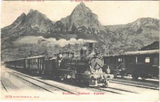 1910 Brunnen, Gotthard Express / Swiss Railway, locomotive (EK)
