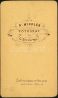 cca 1870 Nagybecskerek, A. Wippler fényképész műtermében készült, keményhátú vintage fotó, vizitkárt...