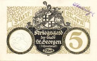 Német Birodalom/Császárság/St.Georgen 1918.11.1. 5M, 10M hivatalos érvénytelenítéssel T:II