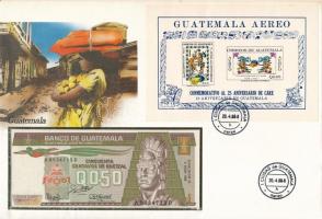 Guatemala 1988. 50c felbélyegzett borítékban, bélyegzéssel T:I  Guatemala 1988. 50 Centavos in envelope with stamp and cancellation C:UNC