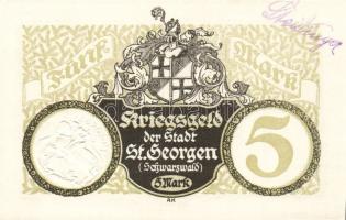 Német Birodalom/Császárság/St.Georgen 1918.11.1. 5M, 10M hivatalos érvénytelenítéssel T:I